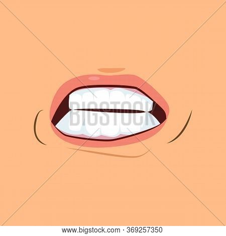 Clenched Teeth Illustration. Anger, Fury, Irritation. Facial Expressions Concept. Illustration Can B