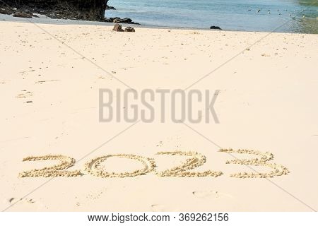 2023 In The Sand With Whitespace Copyspace For Editing