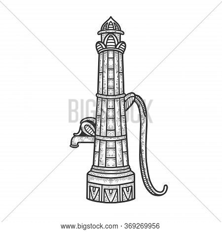 Water Street Standpipe Sketch Engraving Vector Illustration. T-shirt Apparel Print Design. Scratch B