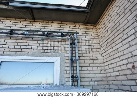 Russia, Saint-petersburg - April 30, 2018: Metal Ladder Trays With Power, Data, Optic And Ground Cab
