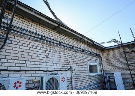 Russia, Saint-petersburg - April 30, 2018: Metal Ladder Trays With Power, Data, Optic And Ground Cab