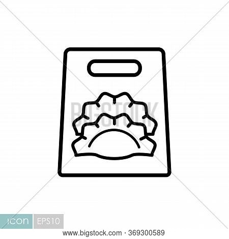 Fast Food Delivery Take Away Paper Bag Vector Icon. Dumpling Symbol. Delivery Sign. Graph Symbol For