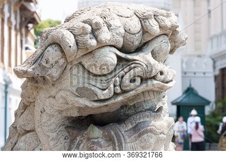 Chinese Stone Lion Statue Architecture Guardian In Chaina Culture Images For Commercial User.