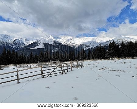 Amazing Landscape In The Mountains. Winter Landscape.