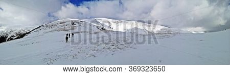 Trekking In The Mountains. Winter Landscape In The Mountains
