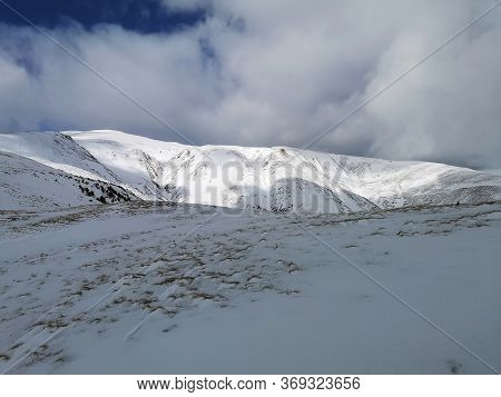 Amazing Landscape In The Mountains. Winter Landscape.