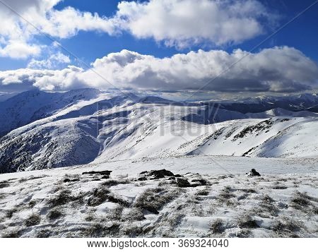 Amazing Landscape In The Mountains. Winter Landscape.