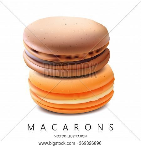 Macarons Isolated In White Background. Vector Illustration Design Element