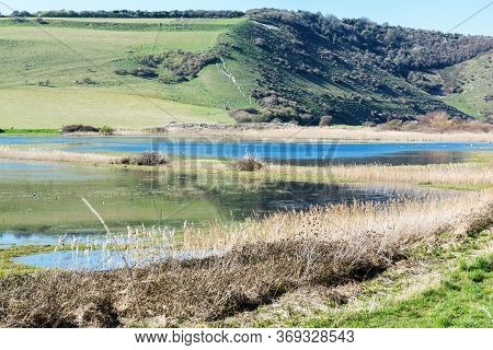 Views Of Cucmere River Near Seaford And Eastbourne, East Sussex, From Friston Forest, Beautiful Refl