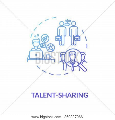 Sharing Talent Blue Gradient Concept Icon. Collaborative Employee Project. Share Knowledge. Cooperat