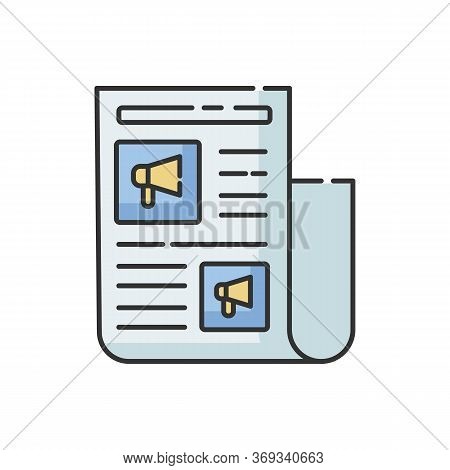 Advertorial Rgb Color Icon. Native Advertisement In Newspaper. News For Engagement. Journalist Artic