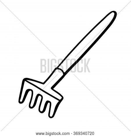 Garden Rake Isolated On White Background. Rake For The Garden. Tools For Earthworks And Plant Transp