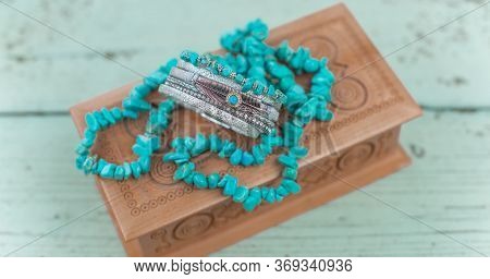 Boho natural accessorize. Women's Bohemian fashionable details