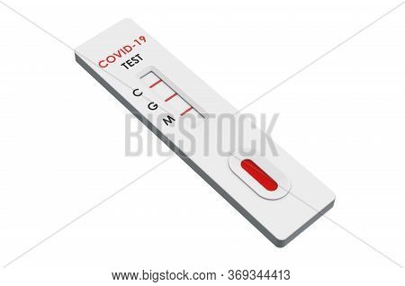 Positive Tests Covid-19 Coronavirus, Rapid Test Cassette. 3d Rendering Isolated On White Background