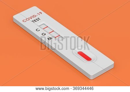 Positive Test Covid-19 Coronavirus, Rapid Test Cassette On Orange Background. 3d Rendering