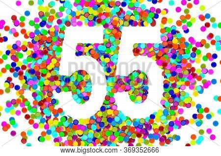 55 From Colored Confetti. 3d Rendering Isolated On White Background