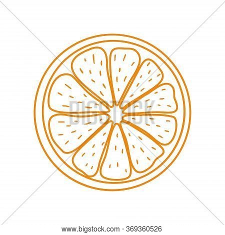 Icon Of Orange. Bright Isolated Outline Element On White Background. Stock Vector Illustration. For 