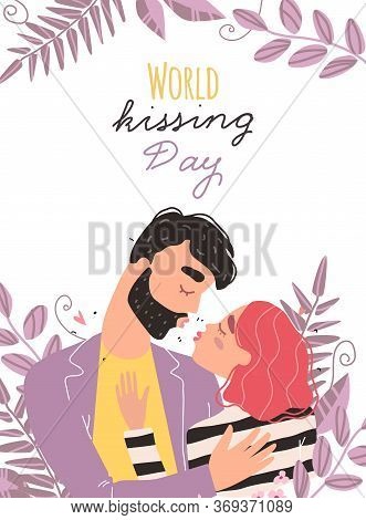 Romantic Couple In Love Kissing. World Kissing Day