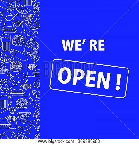 Vector Illustration Reopening Of Street Food Trading, Pizza Shops, Fast Food Cafe After Covid-19 Qua