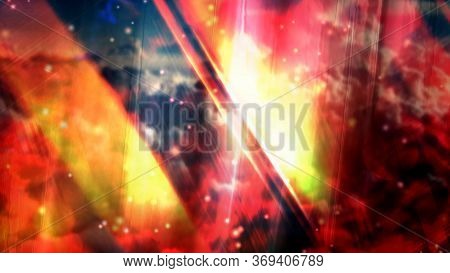 Blurred Clouds With Fast White Particles And Rotating Light Beams - Abstract Background Texture