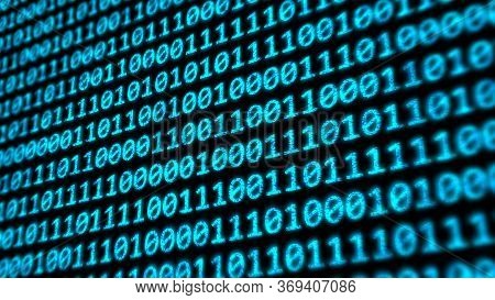Binary Code Program Digits On Digital Computer Monitor Screen - Abstract Background Texture