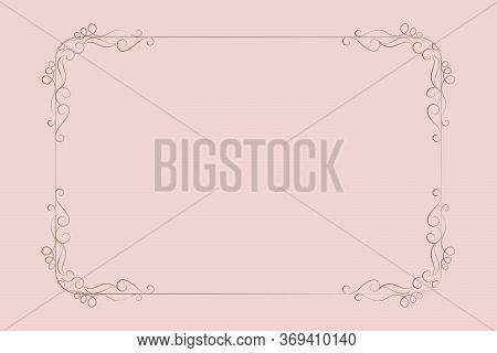 Golden Frame On A Pink Rectangular Background
