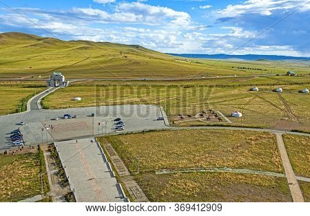 Central Mongolian Landscàpe. View From The Genghis Khan Statue Complex , Featuring A Large Equestria