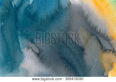 Orange, Turquoise And Gray Watercolor Vector Background. Hand Drawn Colorful Painted Texture. Bright