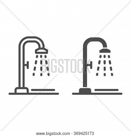 Shower Line And Solid Icon, Summertime Concept, Beach Shower Sign On White Background, Public Shower