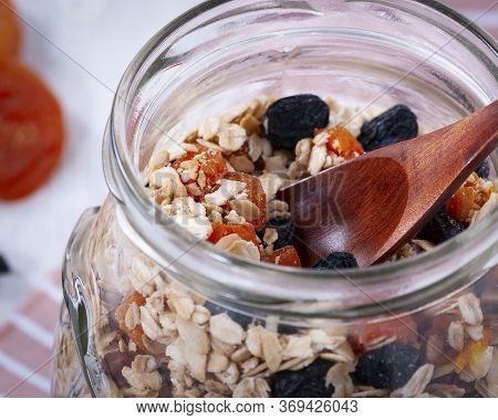 Healthy Breakfast, Raisins, Dried Apricots, Nuts, Oatmeal