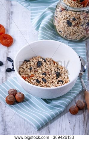 Healthy Breakfast, Raisins, Dried Apricots, Nuts, Oatmeal