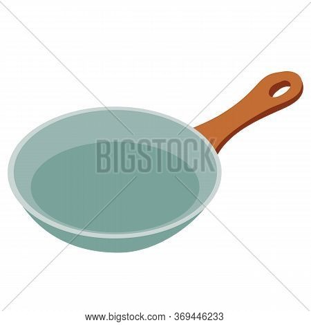 Cute Mint Pan, Isolated Object On A White Background, Flat, Vector Illustration,