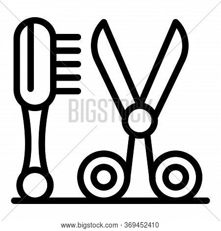 Scissors Groomer Brush Icon. Outline Scissors Groomer Brush Vector Icon For Web Design Isolated On W