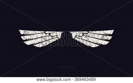 Stock Vector Wings Silhouette With Vintage Texture. For Logo, Emblem And T-shirt Design