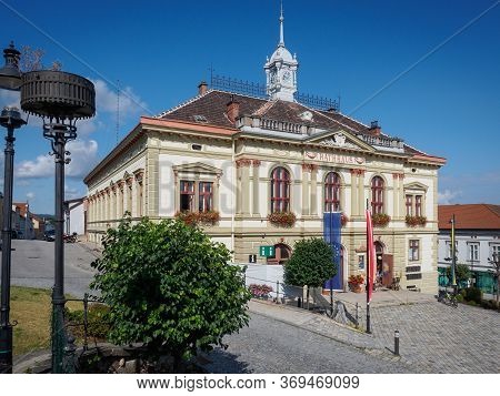Weitra/lower Austria - August 2019: City Hall Of The Historic Town Weitra In The Waldviertel Region 