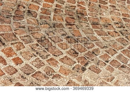 Extreme Close-up Of A Porphyry Stone Floor Called Sanpietrini Or Sampietrini, Typical Urban Paving I