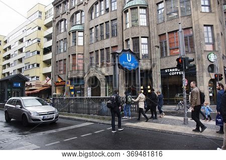 German People And Foreigner Passengers Walking Up And Down At Kochstrasse U Bahn Metro Railway Stati