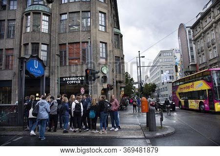 German People And Foreigner Passengers Walking Up And Down At Kochstrasse U Bahn Metro Railway Stati