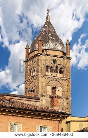 Closeup Of The Ancient Bell Tower (1184-1426) Of The Metropolitan Cathedral Of San Pietro (saint Pet
