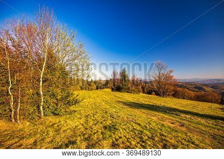 Mountainous Landscape With Forests At Sunset. Kysuce Region In The North Of Slovakia, Europe.