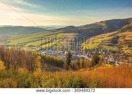 Mountainous Landscape Of The Kysuce Region In Northwestern Slovakia. View From The Lookout Tower On 