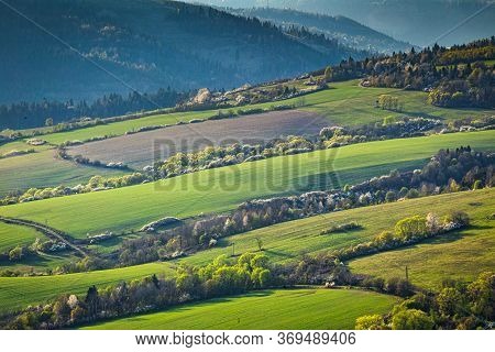 Mountainous Landscape Of The Kysuce Region In Northwestern Slovakia. View From The Lookout Tower On 