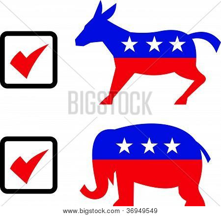Słoń Republikańskiej Partii Demokratycznej osioł czy głosowanie