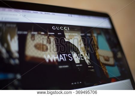 Belgrade, Serbia - March 9, 2020: Gucci Web Site On Computer Screen In Belgrade, Serbia. Gucci Is An