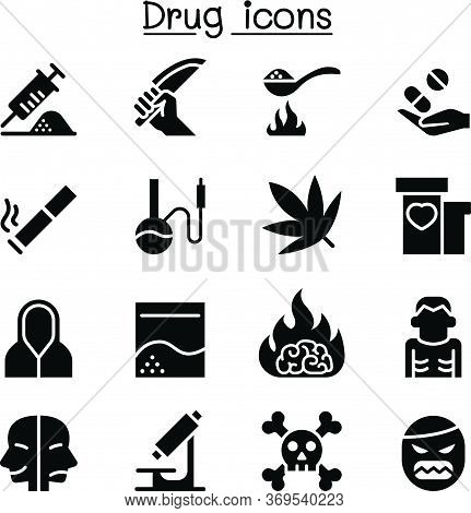 Addiction & Drug Icon Set Vector Illustration Graphic Design