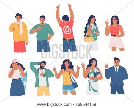 People Gesturing To Show Consent, Vector Flat Isolated Illustration