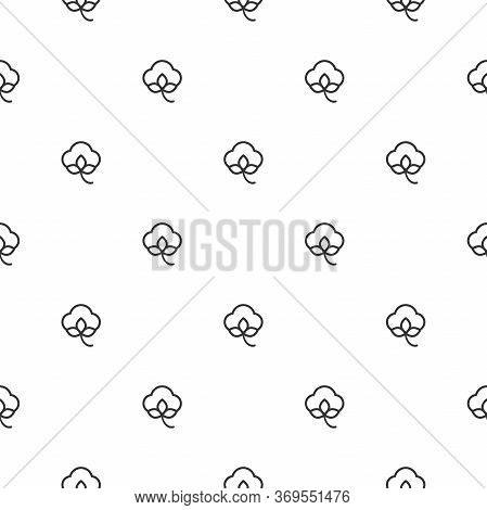 Cotton Seed Seamless Pattern On White Background. 100 Cotton -linear Ornamnet.