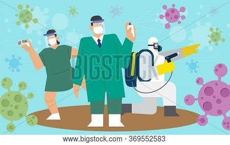 Covid-19 Disease Control Unit, Which Has A Team Of Doctors And Disinfectant Spraying Departments To 