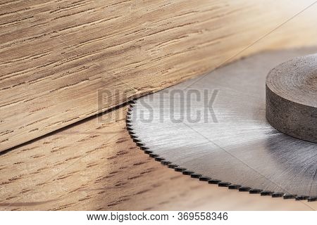 Cnc Milling Machine Cutting Wooden Oak Board. End Mill Make Hole In Timber Board.