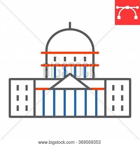 Capitol Building Color Line Icon, Usa And Congress, Washington Capitol Sign Vector Graphics, Editabl